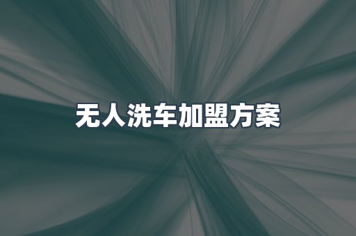无人洗车加盟方案
